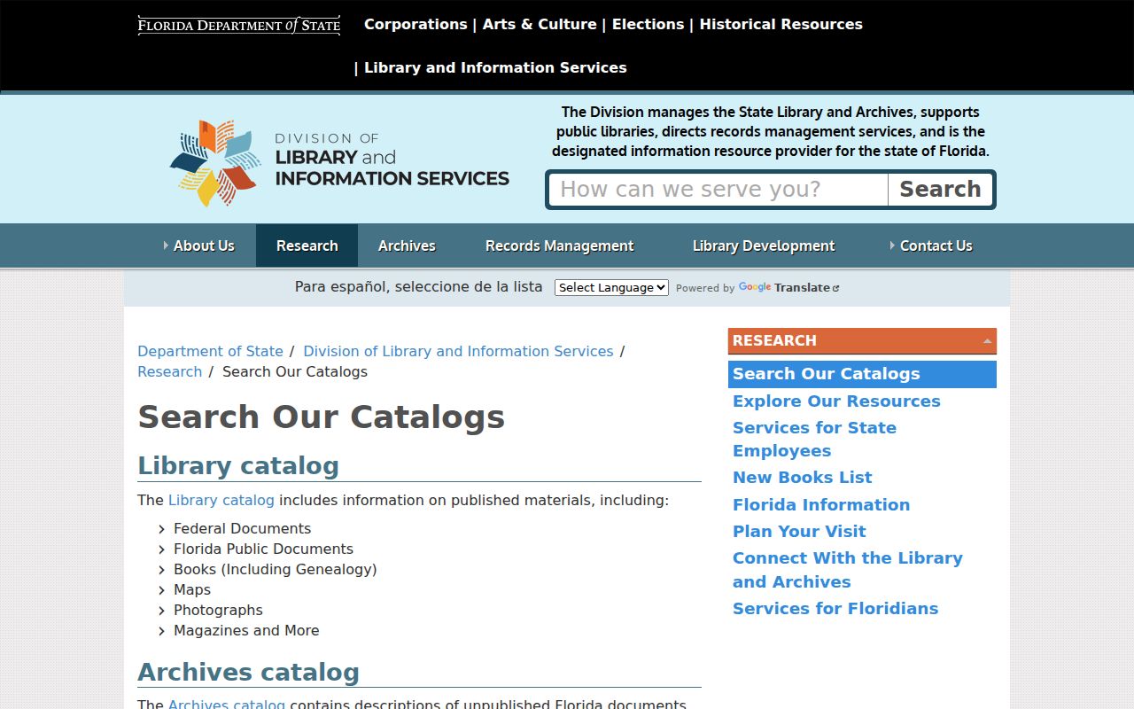 Florida Archives catalog access for Coconut Creek previous resident research