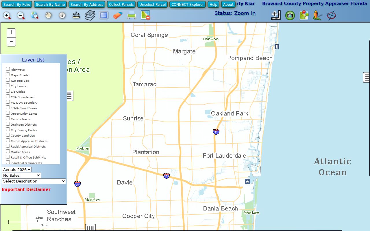 Broward parcel map used for Coconut Creek street searches